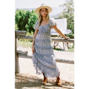 Show Me Your Mumu Colette Maxi Dress M Floral Tiered Spring Garden Girl Summer